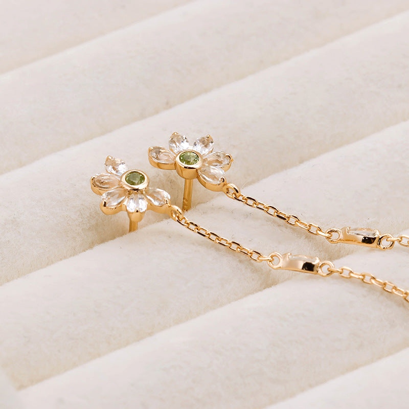 Boucles d'Oreilles Péridot et Topaze – Vœux Éternel, Argent Plaqué Or