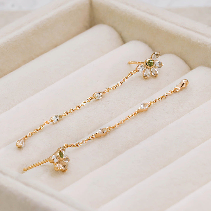 Boucles d'Oreilles Péridot et Topaze – Vœux Éternel, Argent Plaqué Or