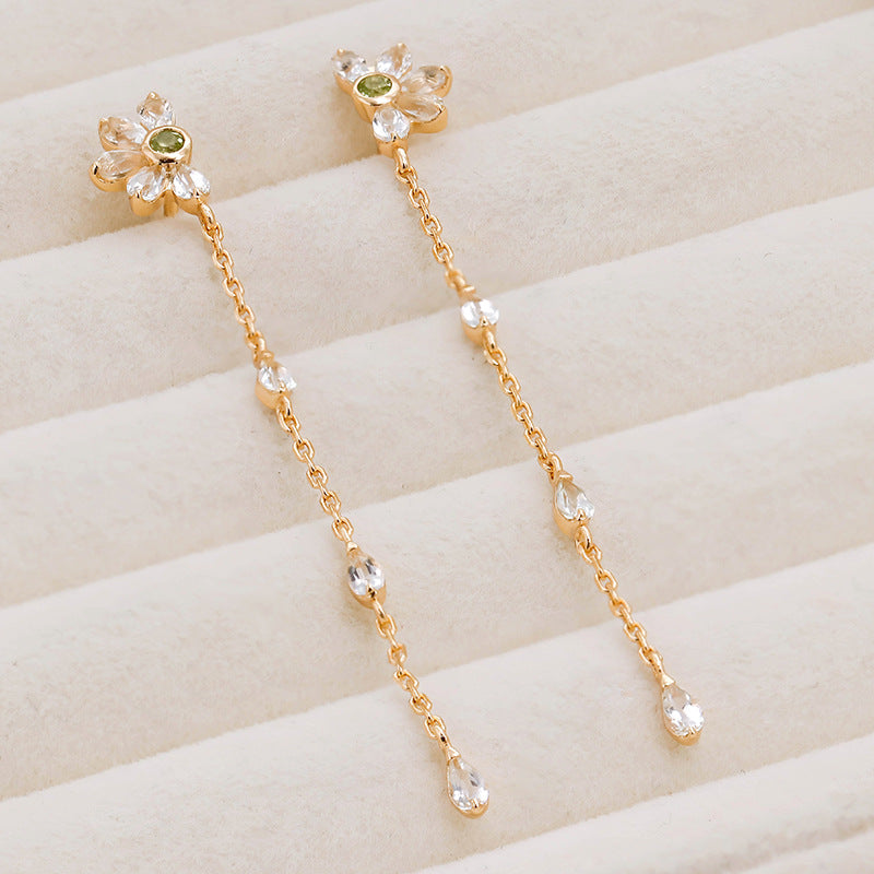 Boucles d'Oreilles Péridot et Topaze – Vœux Éternel, Argent Plaqué Or