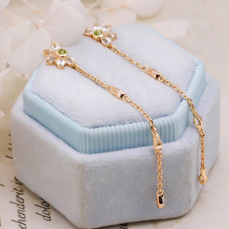 Boucles d'Oreilles Péridot et Topaze – Vœux Éternel, Argent Plaqué Or