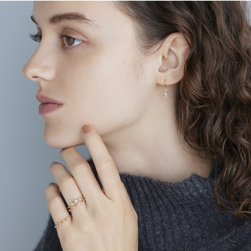 Rose Quartz Earrings â Gentle Radiance, Gold-Plated Silver