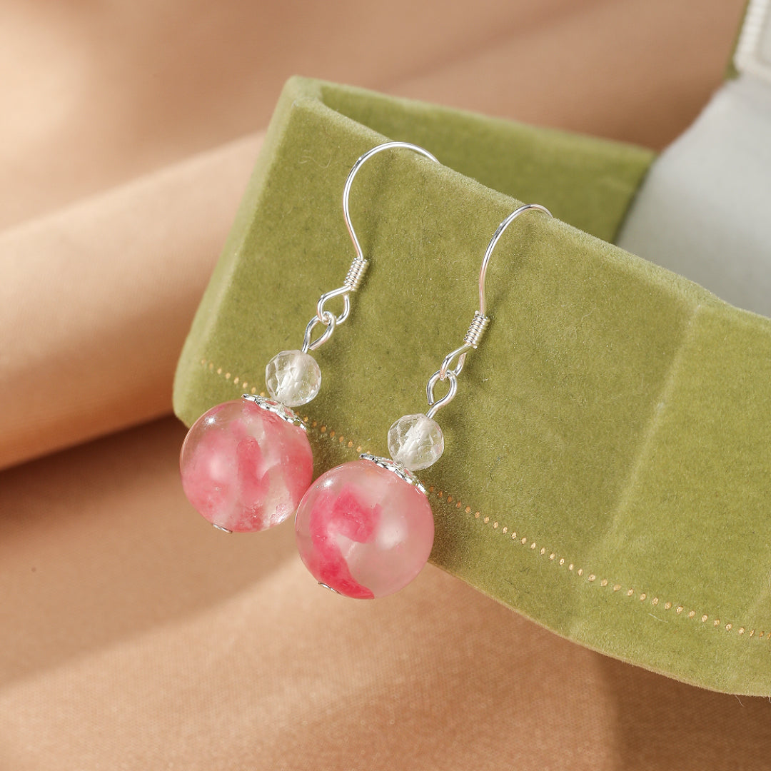 Boucles d’Oreilles Rhodonite – Rosée d’Amour, Argent - 5