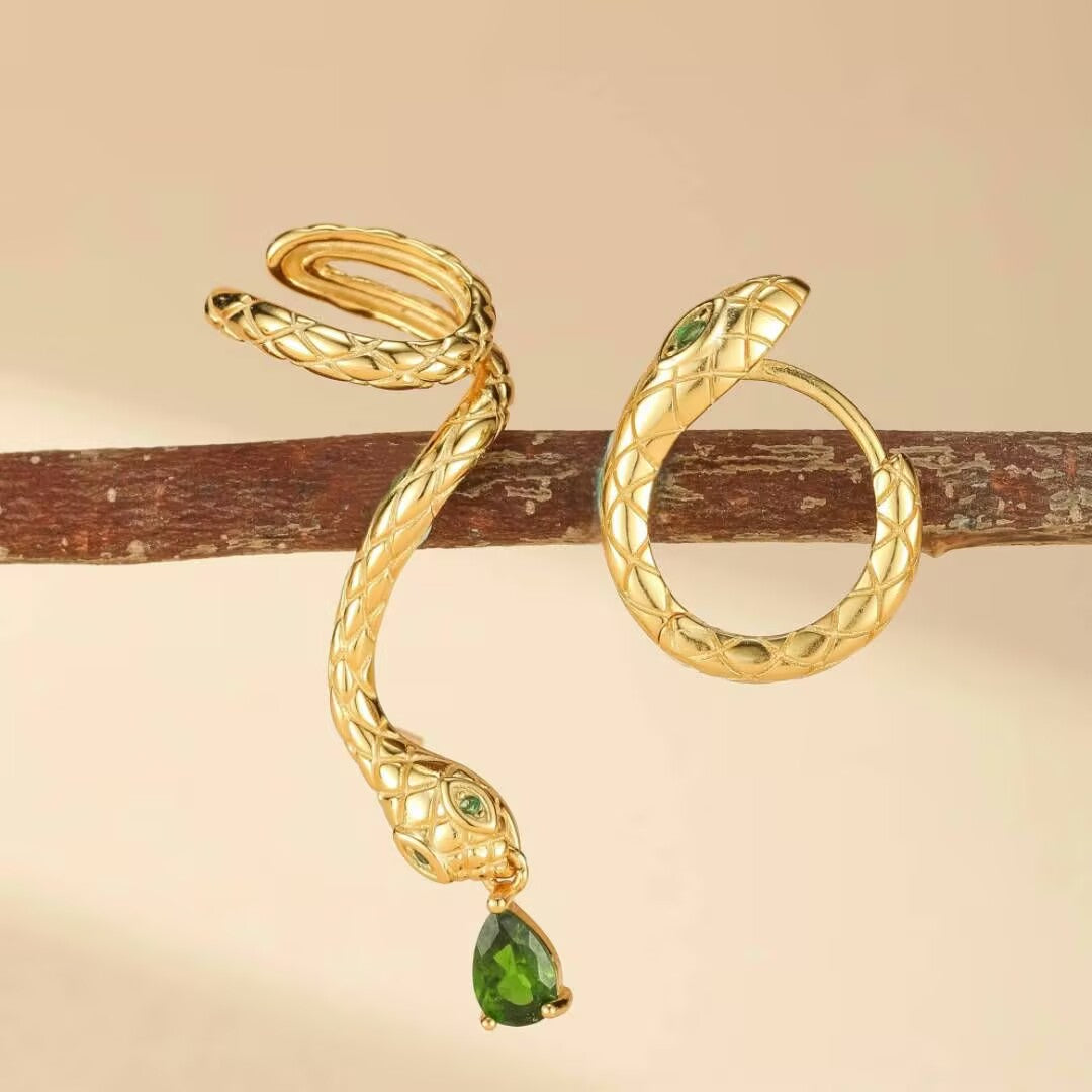 Serpent Earrings – Spiral of Wisdom, Gold Plated Silver