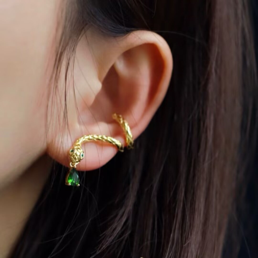 Serpent Earrings – Spiral of Wisdom, Gold Plated Silver