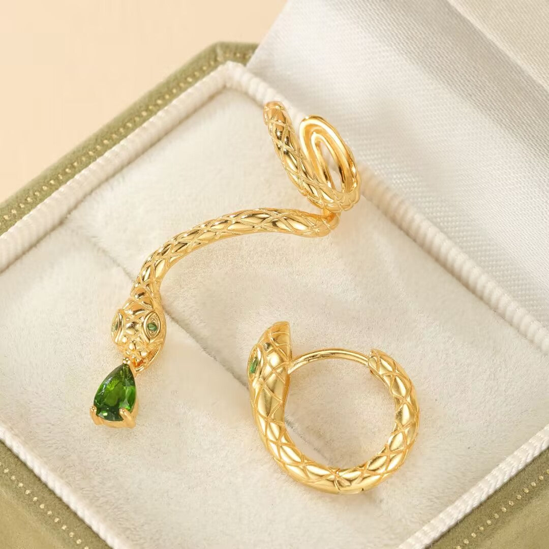 Serpent Earrings – Spiral of Wisdom, Gold Plated Silver