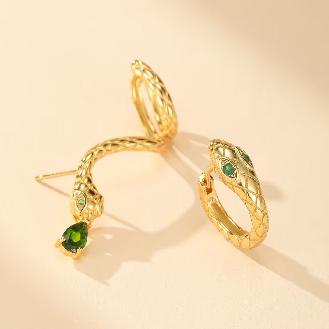 Serpent Earrings – Spiral of Wisdom, Gold Plated Silver