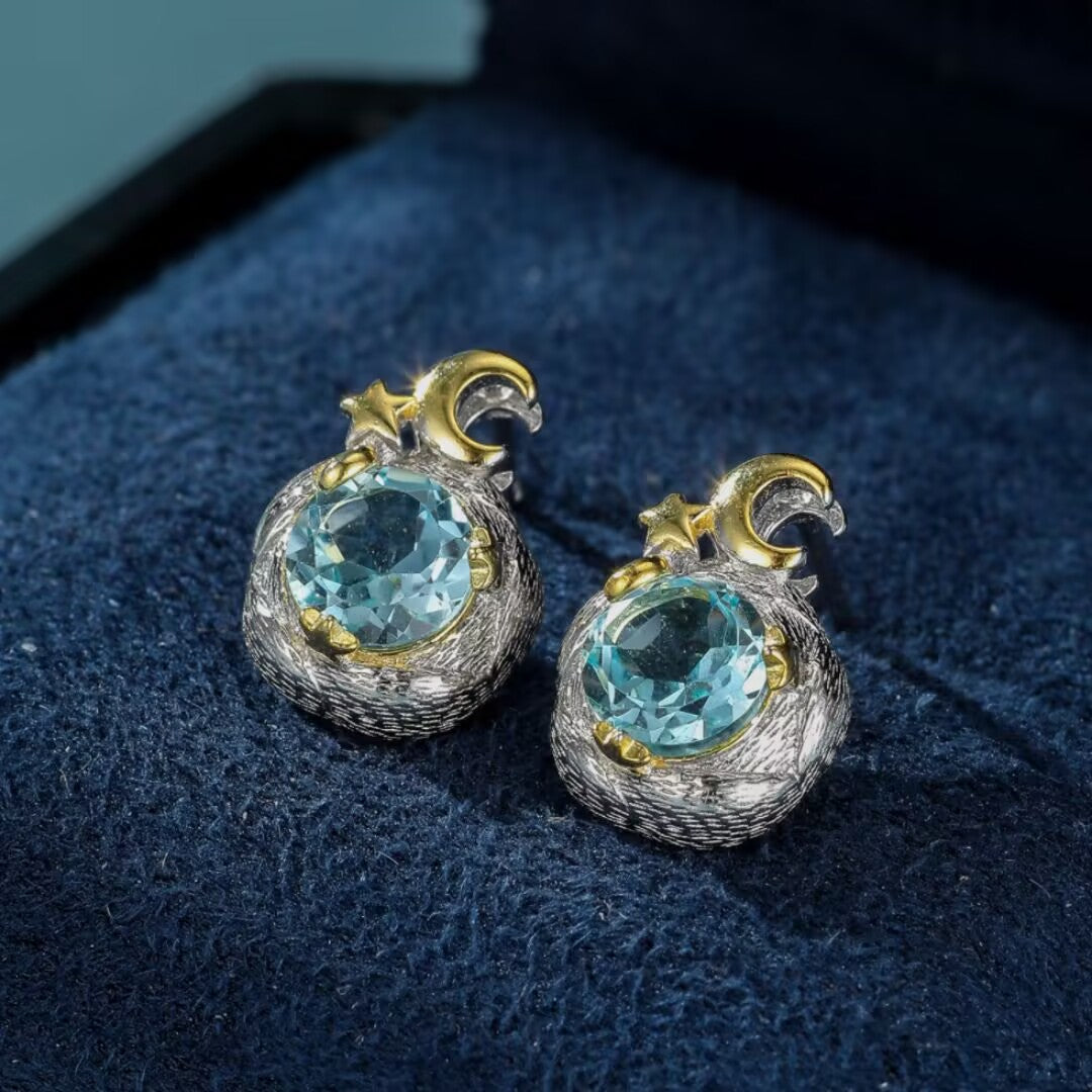 Topaz Earrings – Sun Drops, 925 Silver