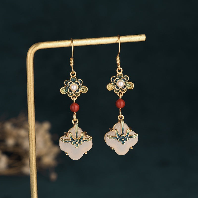 Boucles d'Oreilles Trèfle en Jade – Chance