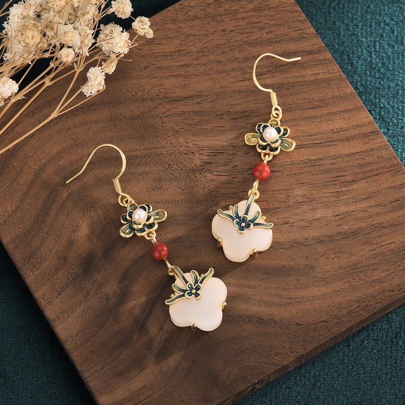 Boucles d'Oreilles Trèfle en Jade – Chance