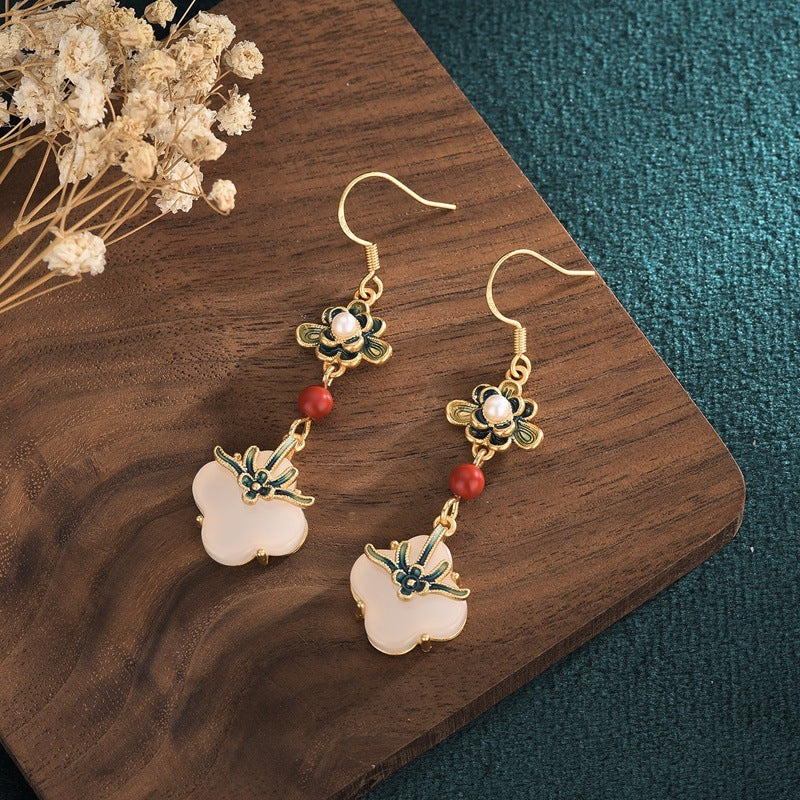 Boucles d'Oreilles Trèfle en Jade – Chance
