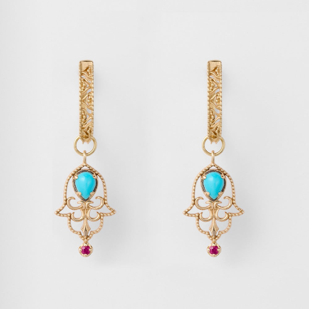 Boucles d'Oreilles Turquoise – Aura Protectrice, Argent Plaqué Or