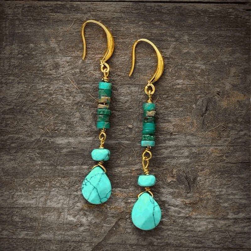 Boucles d'Oreilles Turquoise – Cylindre