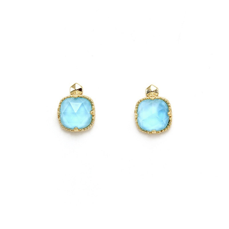 Boucles d'Oreilles Turquoise – Étreinte du Ciel, Argent Plaqué Or