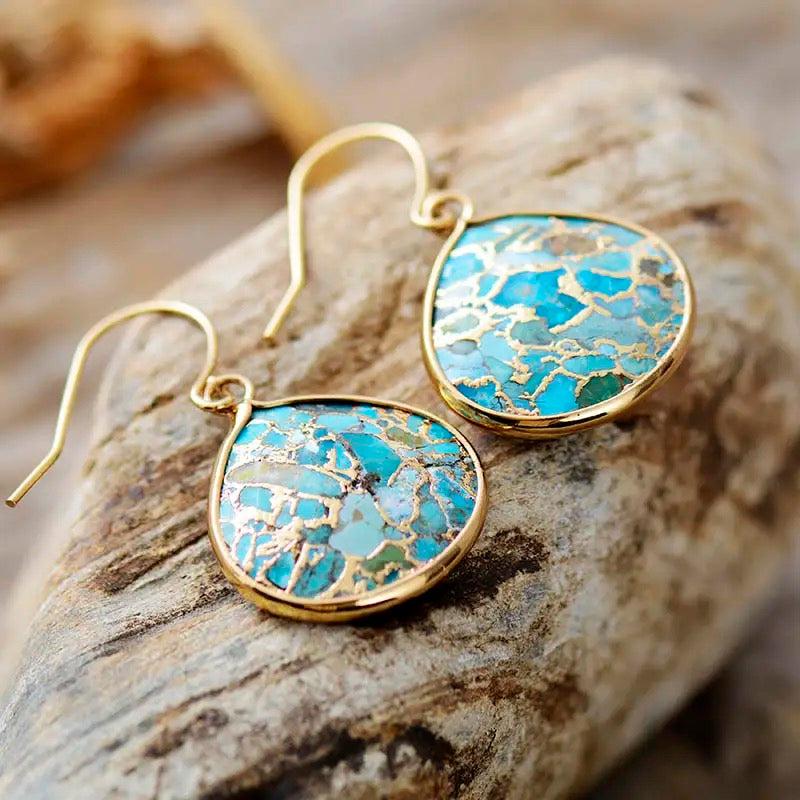 Boucles d'Oreilles Turquoise – Miroir du Ciel