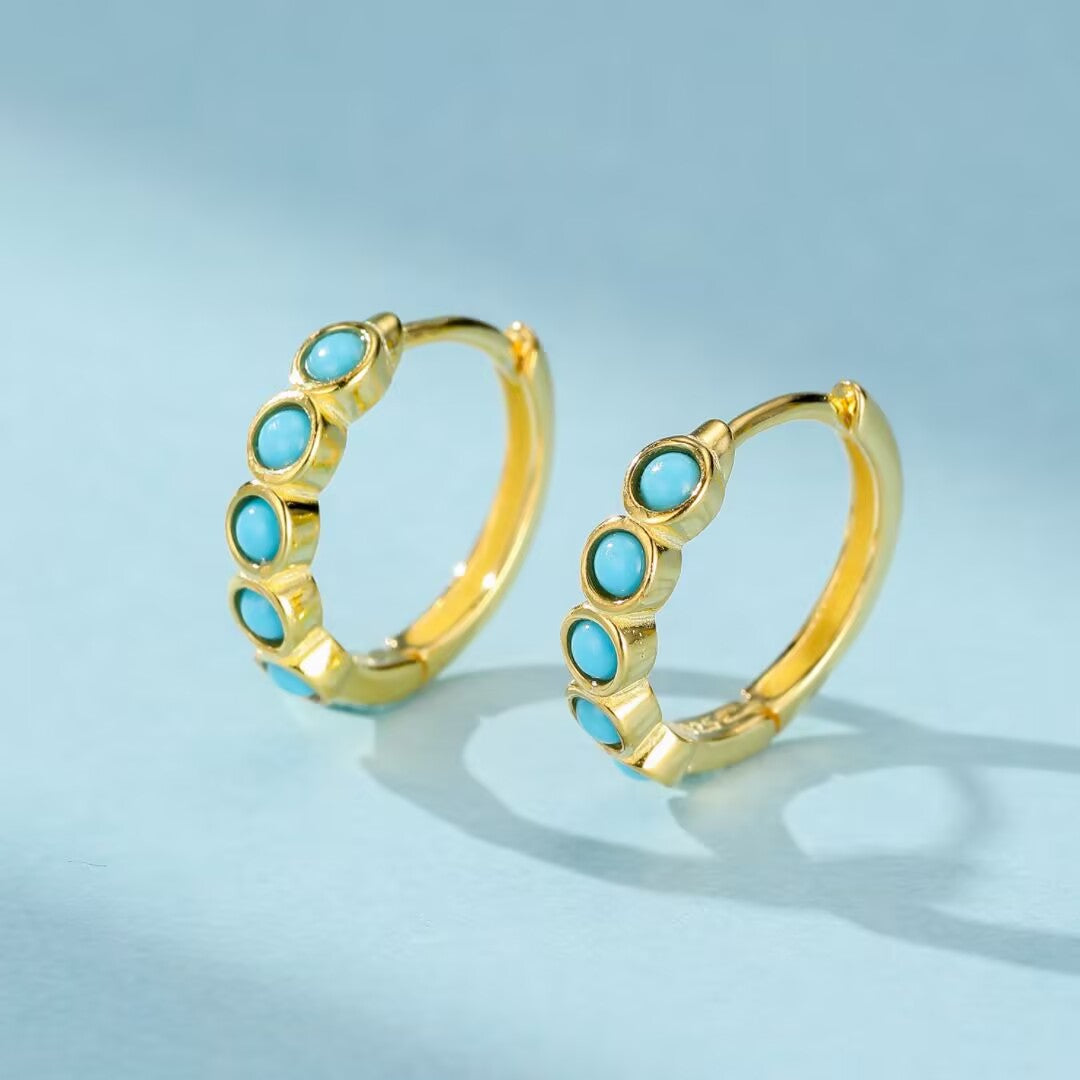 Turquoise Earrings – Blue Dream, Gold Plated Silver