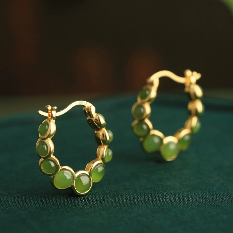 Boucles d'Oreilles Jade – Danse Verdoyante, Argent