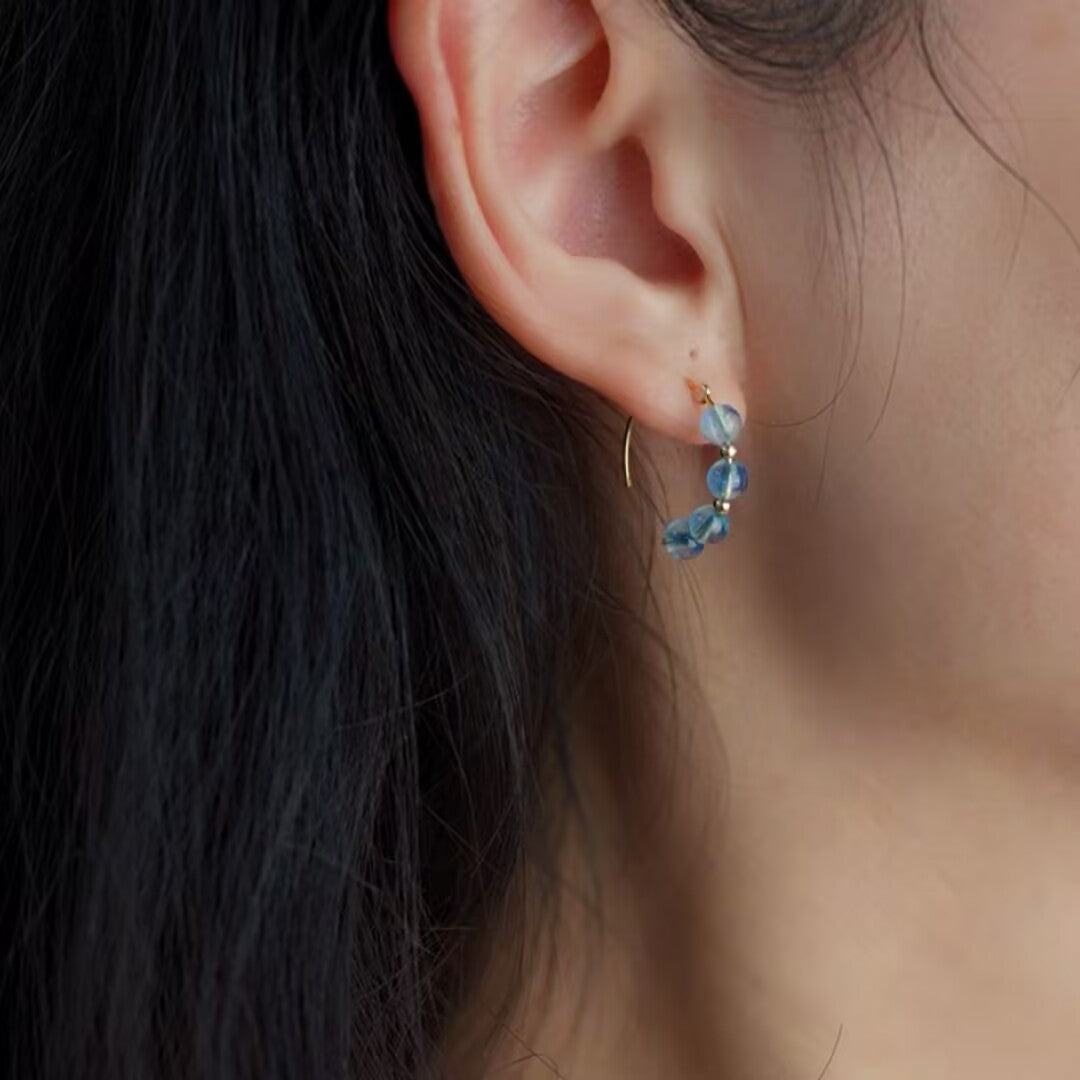 Boucles d’Oreilles Aigue Marine – Perles de Brume