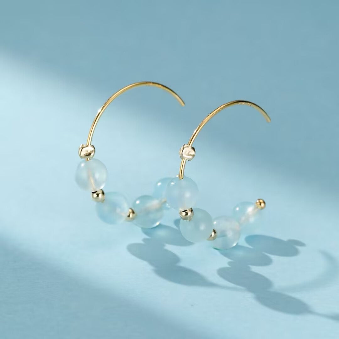 Boucles d’Oreilles Aigue Marine – Perles de Brume