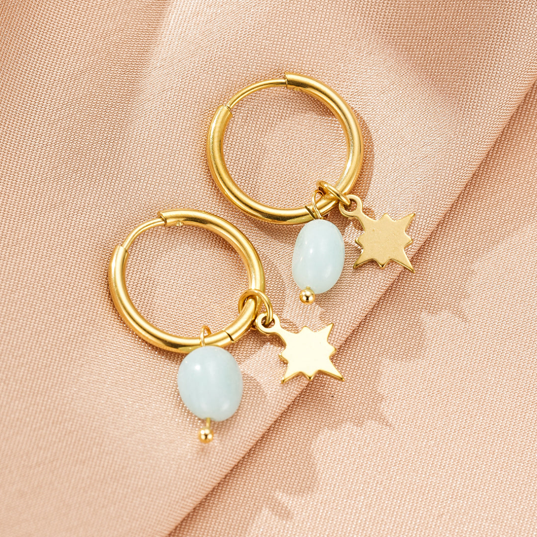 Boucles d’Oreilles Amazonite/Lapis Lazuli – Étoile Céleste