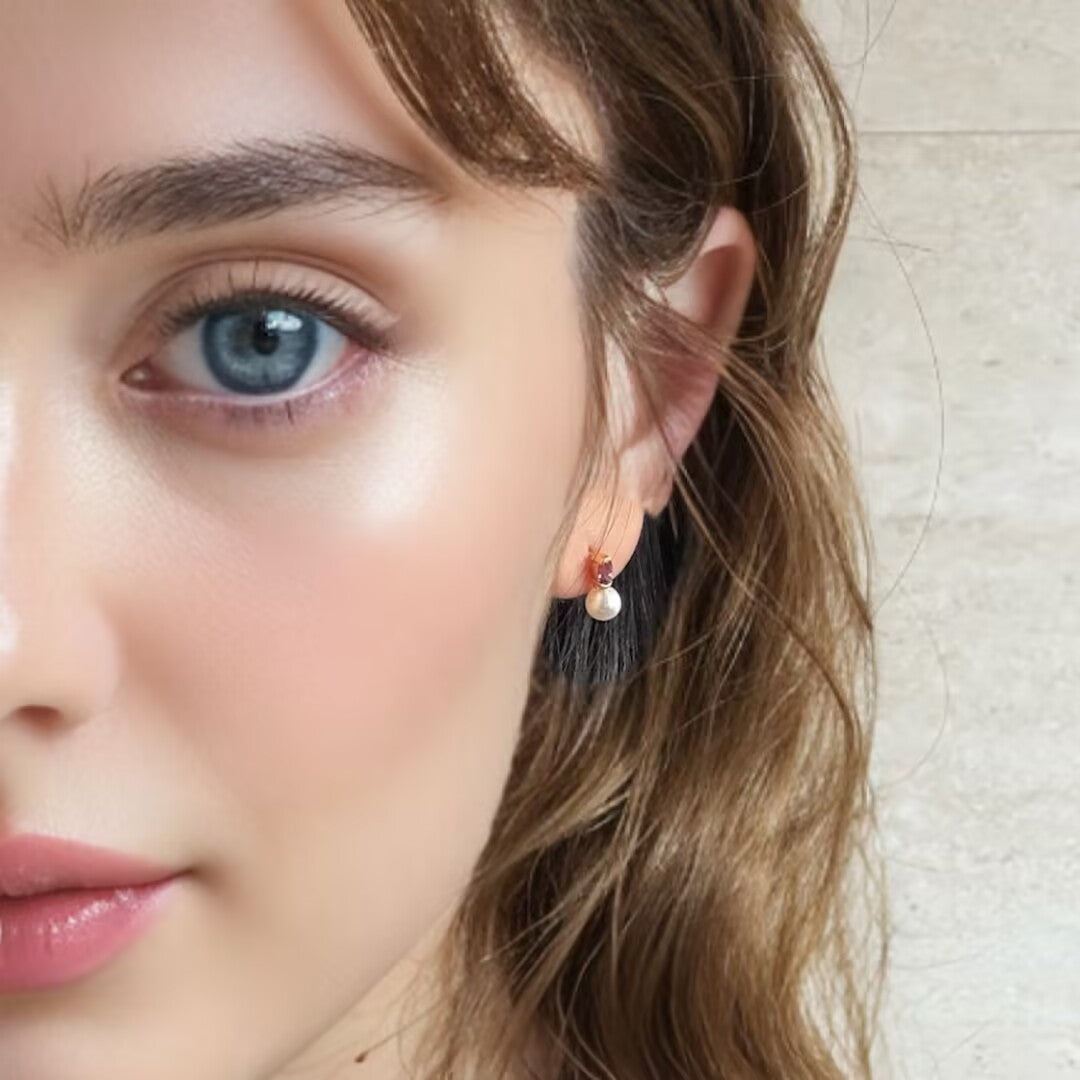 Amethyst and Pearl Earrings – Pure Grace, Gold Plated Silver