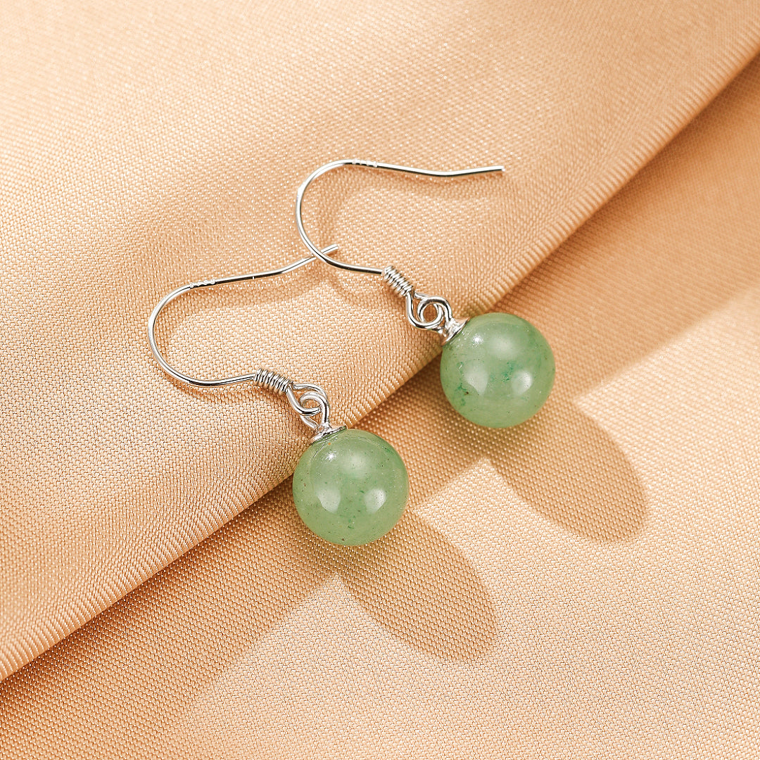 Boucles d’oreilles Aventurine – Éclat Doux, Argent