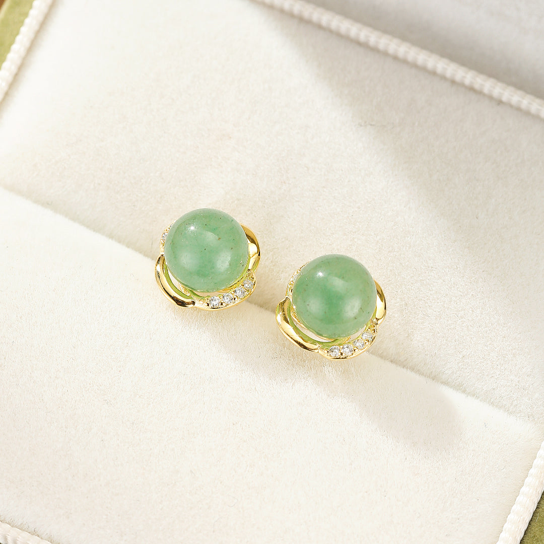 Boucles d’oreilles Aventurine – Éclat Intemporel, Argent