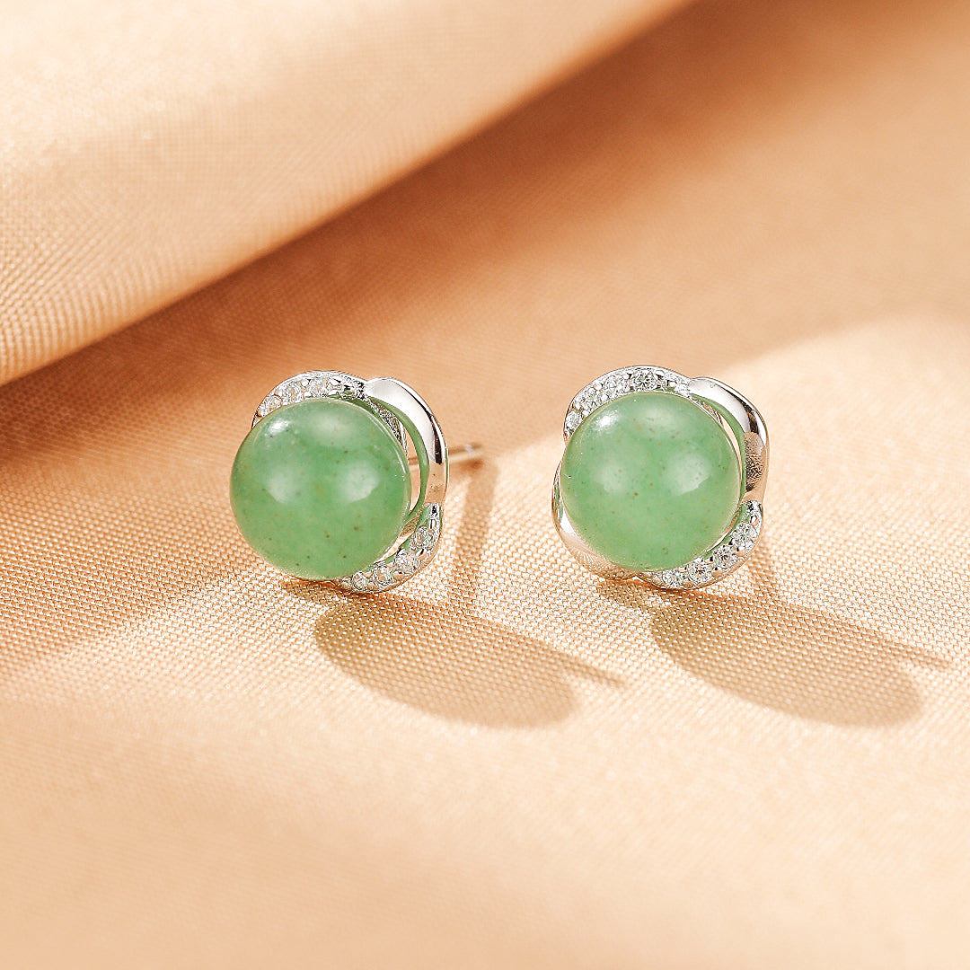 Boucles d’oreilles Aventurine – Éclat Intemporel, Argent