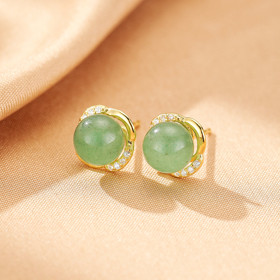 Boucles d’oreilles Aventurine – Éclat Intemporel, Argent