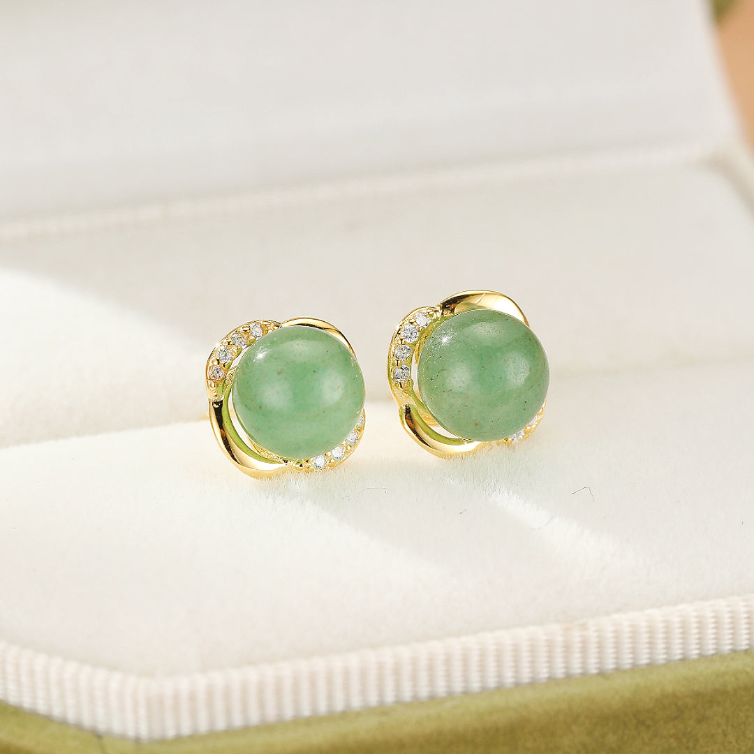 Boucles d’oreilles Aventurine – Éclat Intemporel, Argent