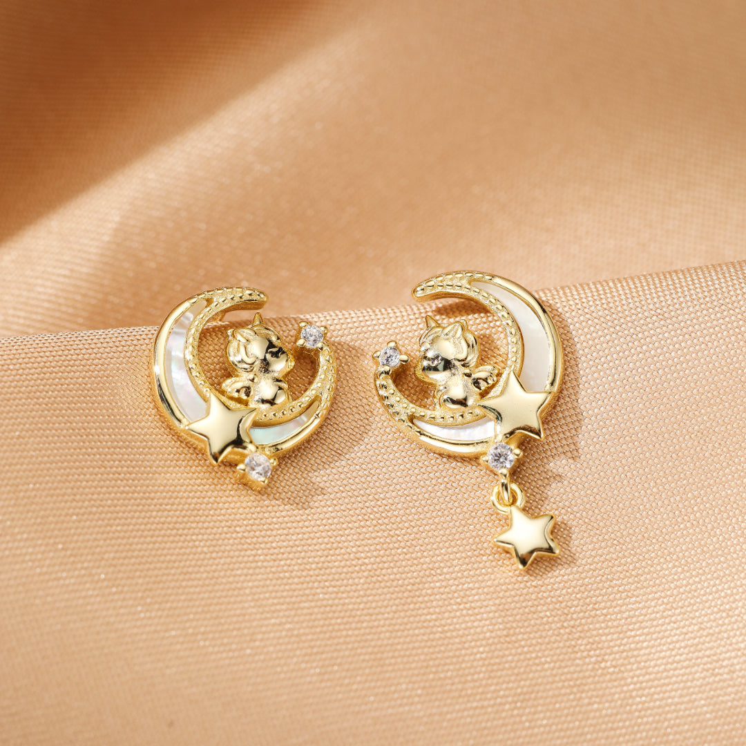 Bijoux-Boucles d’oreilles Cheval – Rêve Étoilé, Argent Plaqué Or