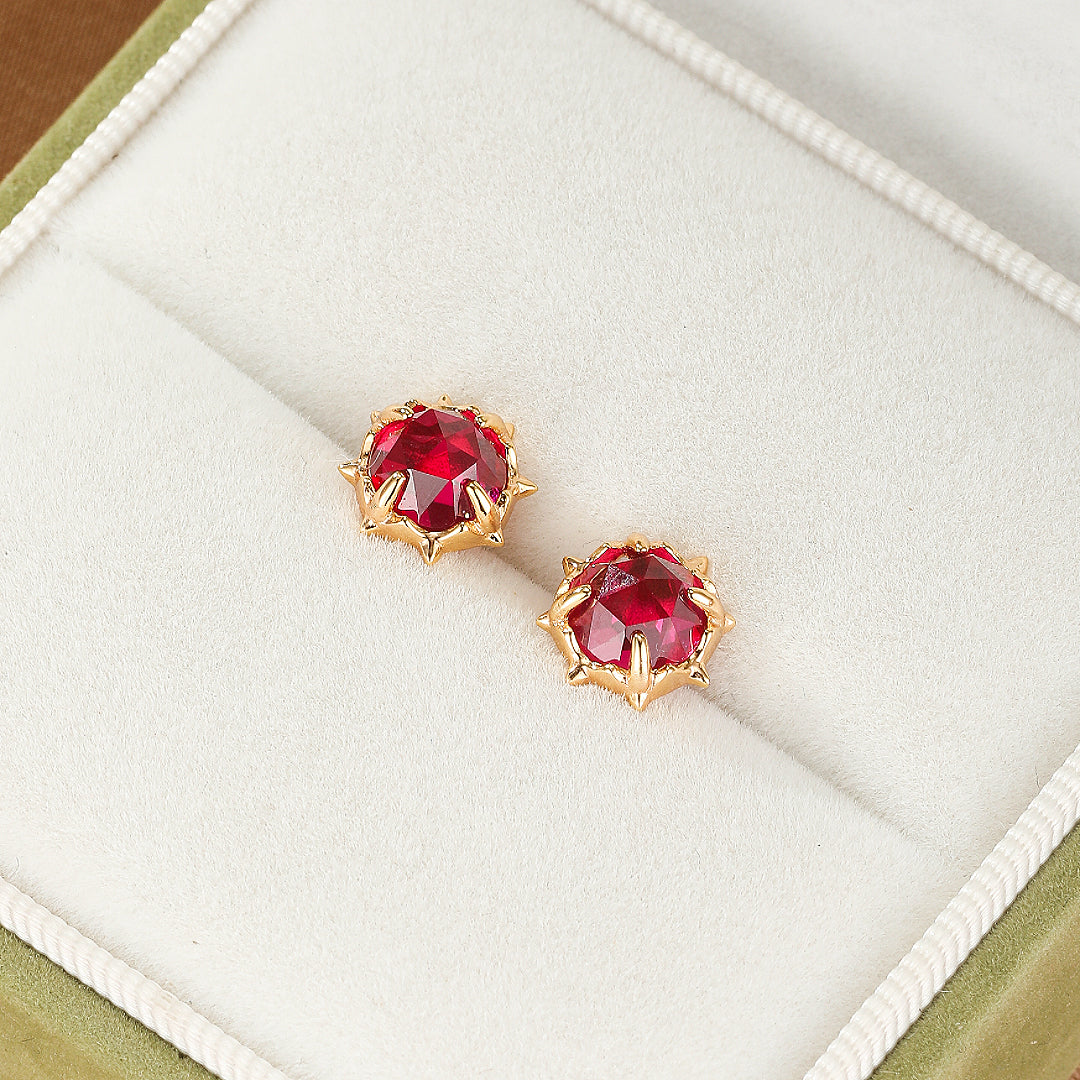 Boucles d’Oreilles Cornaline – Épine de Feu, Argent Plaqué Or