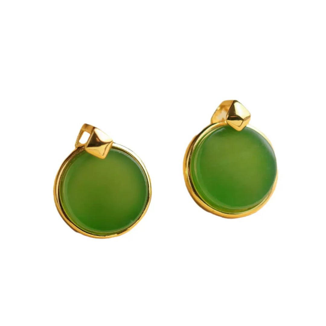Boucles d’Oreilles Jade – Trésor Impérial, Argent Plaqué Or