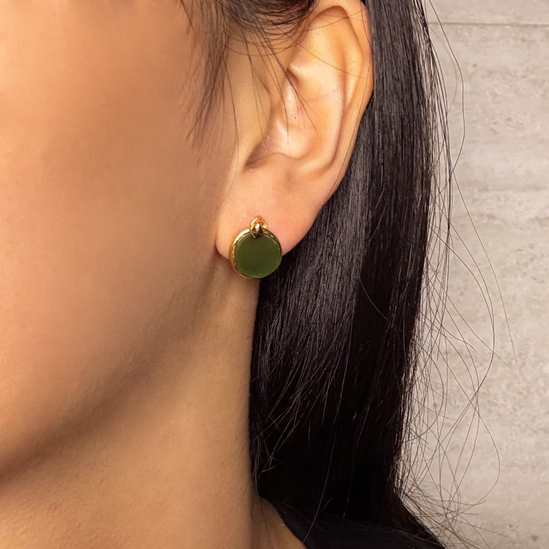 Boucles d’Oreilles Jade – Trésor Impérial, Argent Plaqué Or