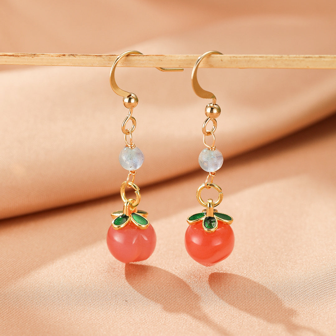 Boucles d’Oreilles Labradorite et Quartz Rose – Cerise Lunaire