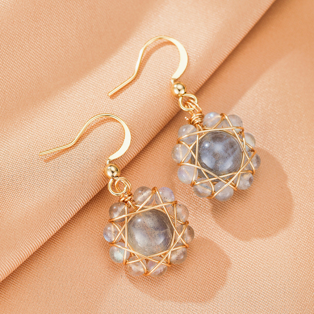 Boucles d’Oreilles Labradorite – Sphère Céleste