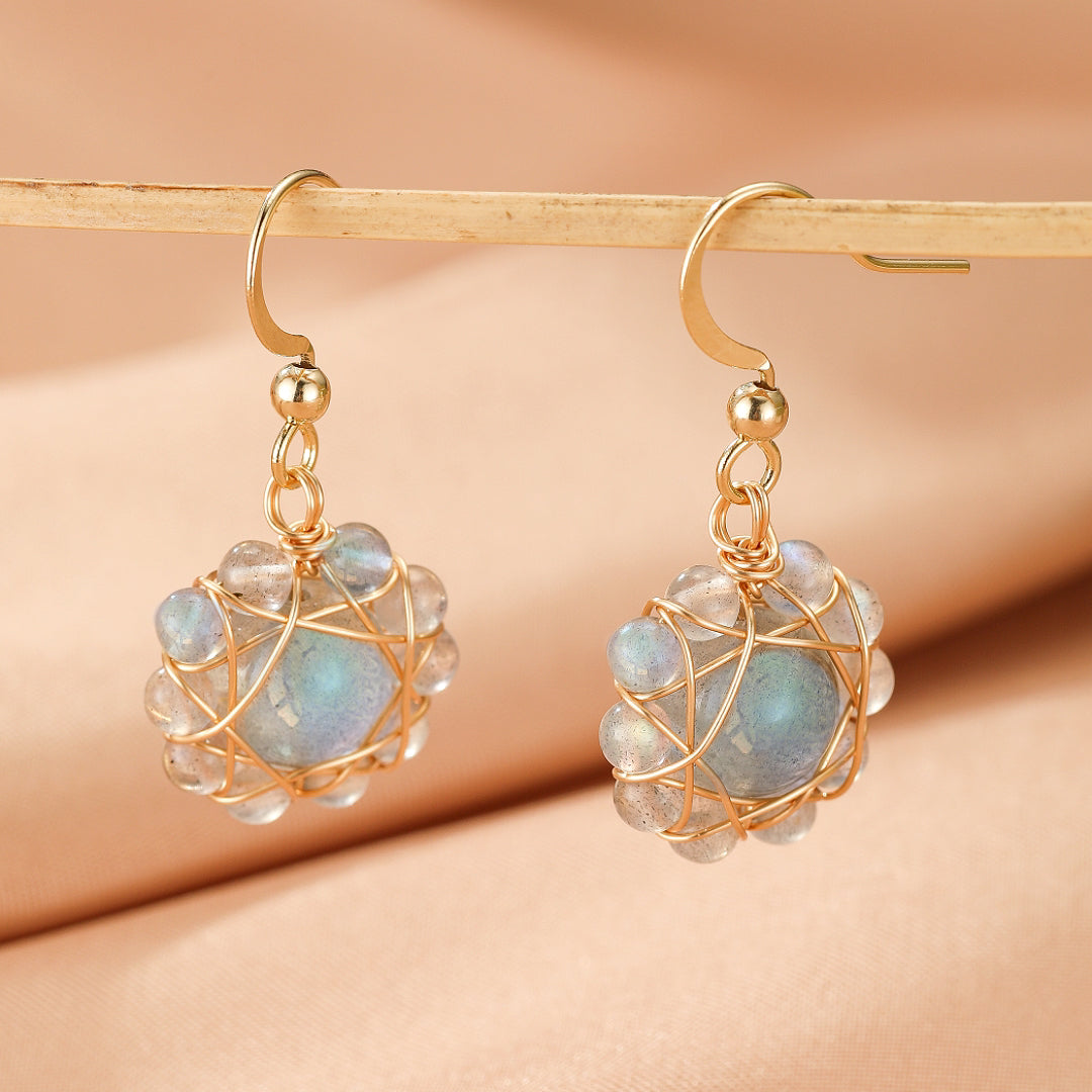 Boucles d’Oreilles Labradorite – Sphère Céleste