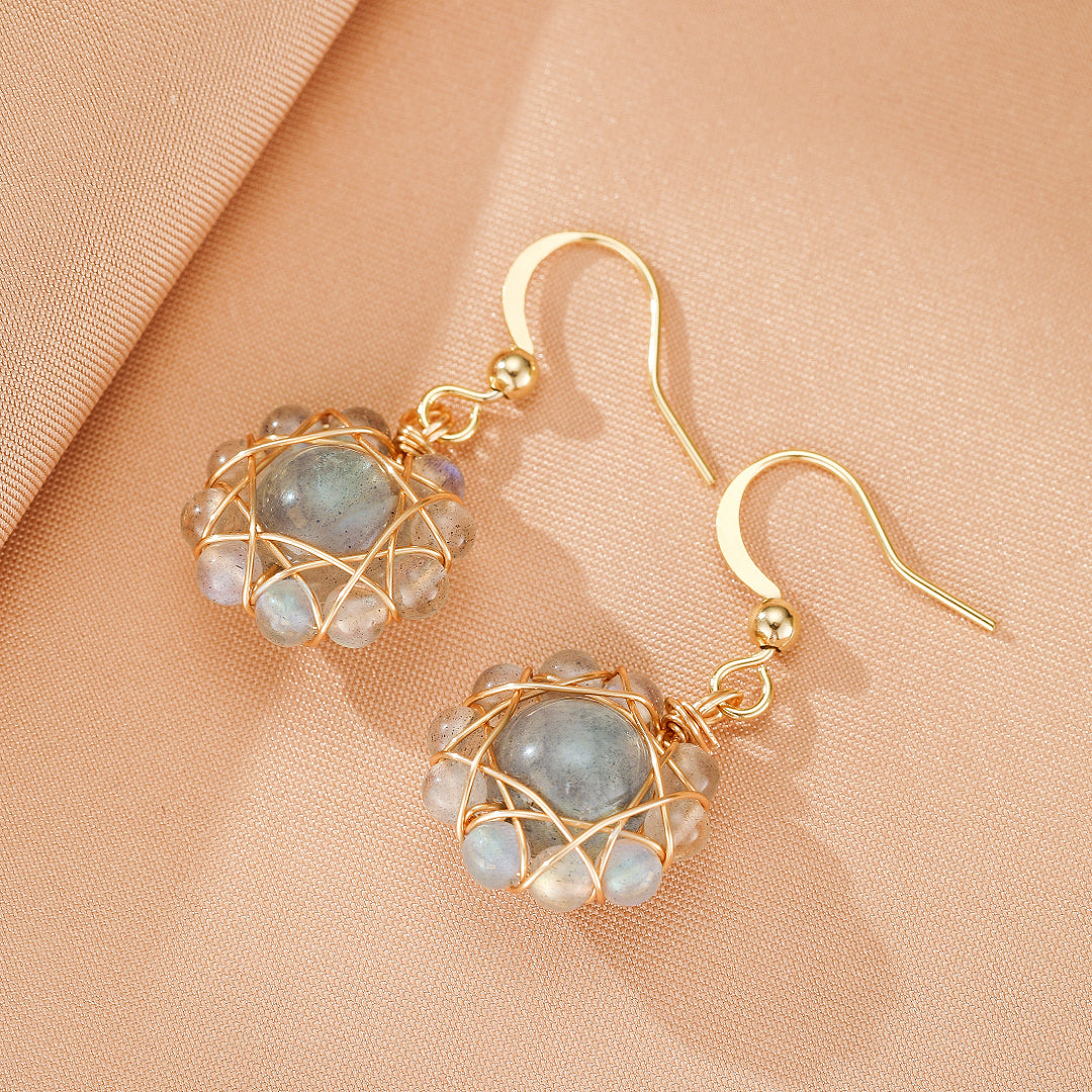 Boucles d’Oreilles Labradorite – Sphère Céleste