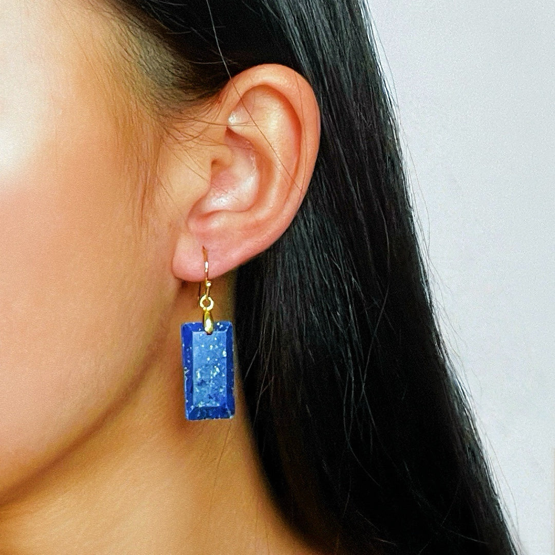 Boucles d’Oreilles Lapis Lazuli – Rectangle Intuitif,