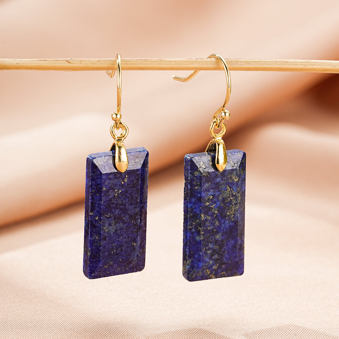 Boucles d’Oreilles Lapis Lazuli – Rectangle Intuitif,
