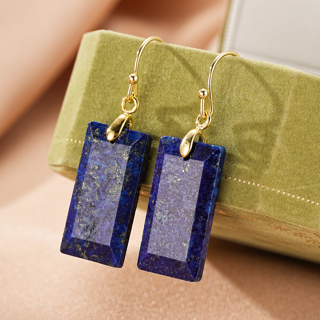 Boucles d’Oreilles Lapis Lazuli – Rectangle Intuitif,