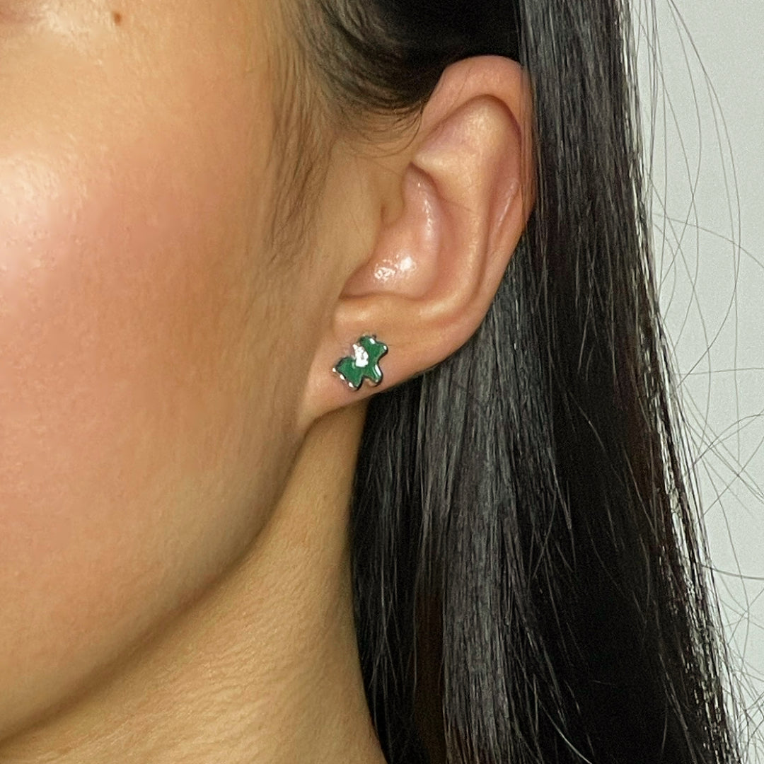 Boucles d'Oreilles Malachite Cheval – Élégance Libre, Argent