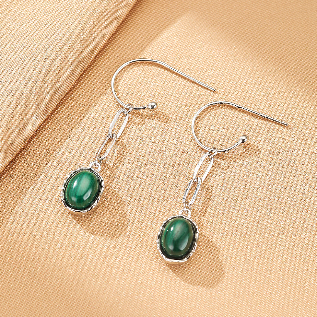 Boucles d’oreilles Malachite/Lapis Lazuli – Harmonie des Pierres, Argent