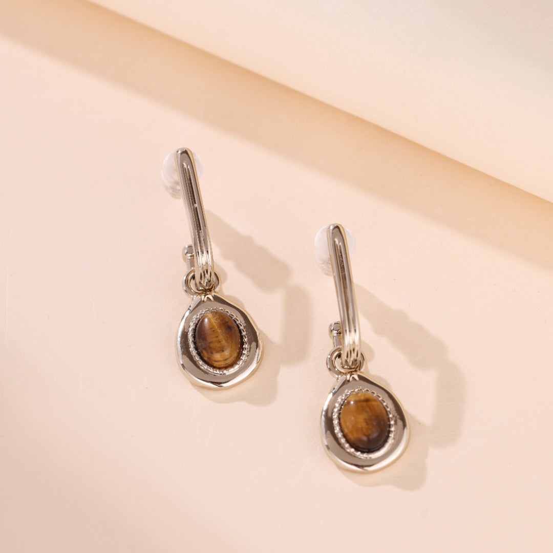 Boucles d'Oreilles Oeil de Tigre – Charme Exotique