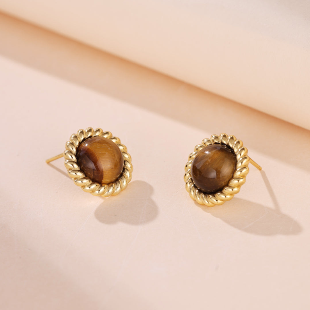 Boucles d'Oreilles Oeil de Tigre – Éclat Captivant