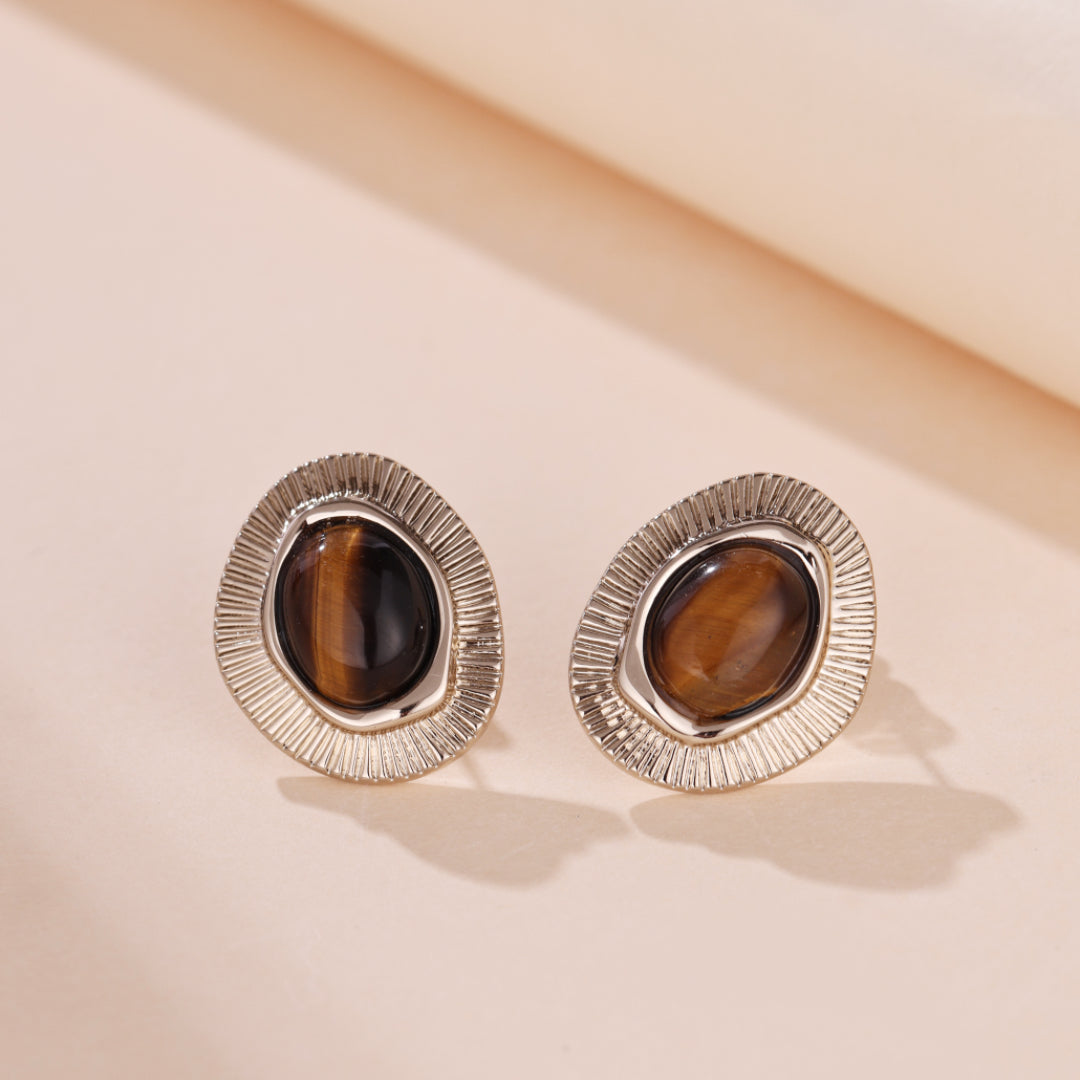 Boucles d'Oreilles Oeil de Tigre – Texture Sauvage