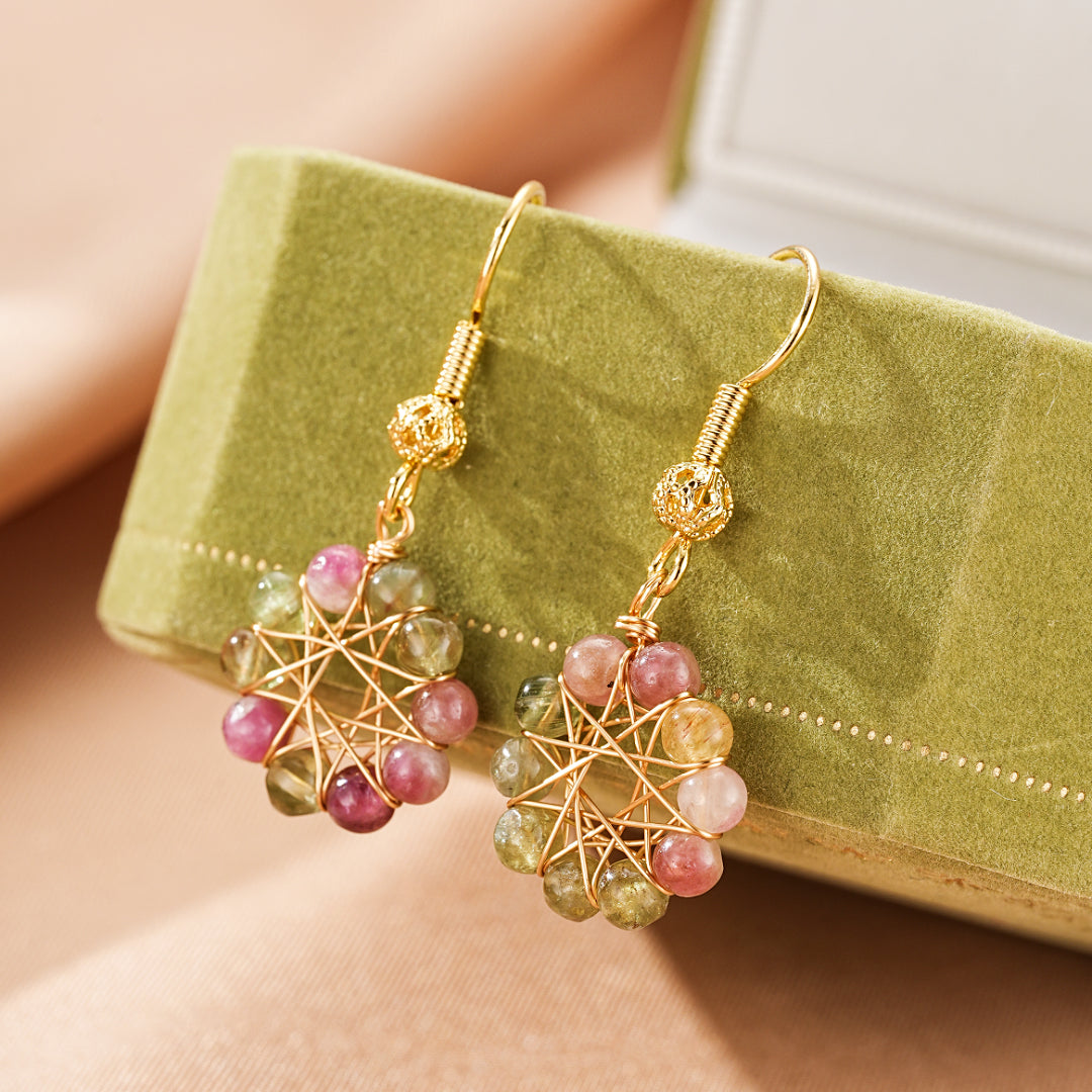 Boucles d’Oreilles Pendantes Tourmaline – Éclat Sacré