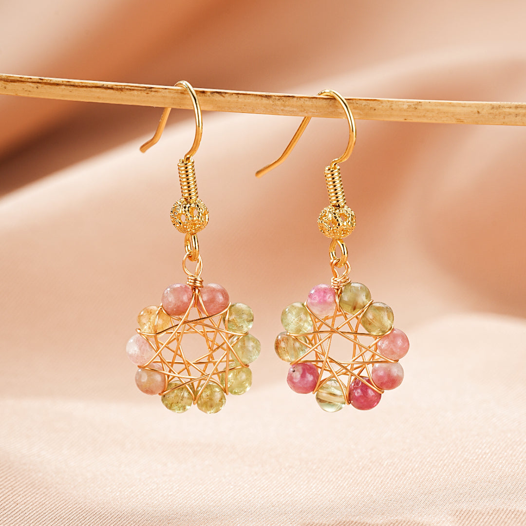 Boucles d’Oreilles Pendantes Tourmaline – Éclat Sacré
