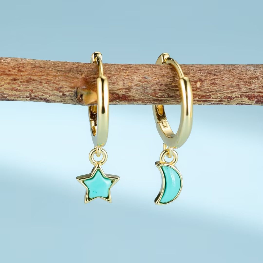 Turquoise Earrings â Enchanted Sky, Gold Plated Silver