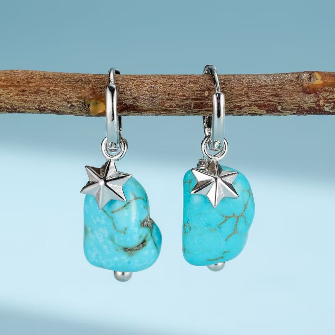 Boucles d’Oreilles Turquoise – Larmes du Ciel, Argent