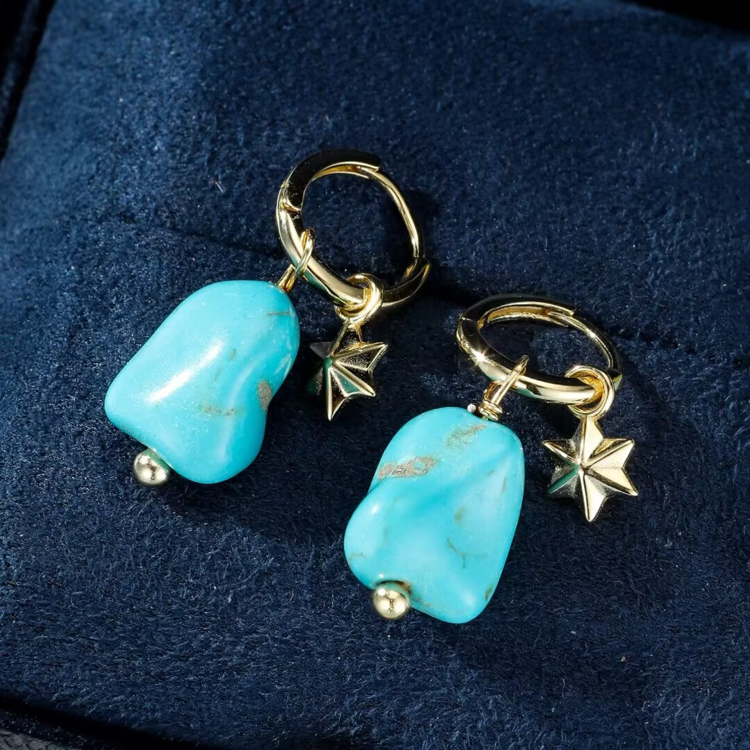 Boucles d’Oreilles Turquoise – Larmes du Ciel, Argent